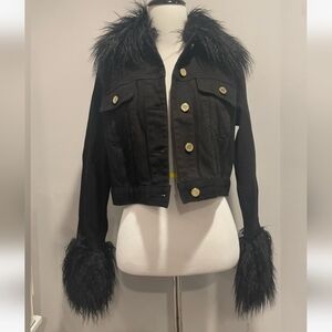 ISO: Black Faux Fur Trimmed Jacket
